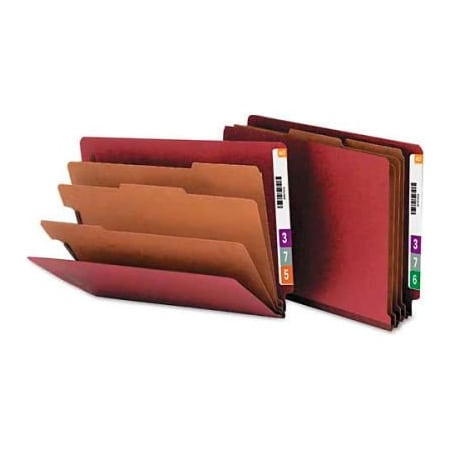 Smead Smead Pressboard End Tab Classification Folders, Letter, Eight-Section, Red, 10/Box 26865